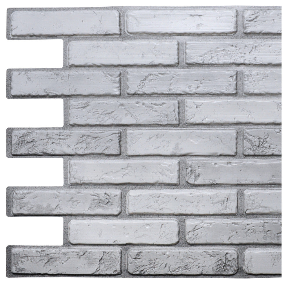 Off White Grey Bricks 3D Wall Panels, Set of 10, Covers 54.4 Sq Ft
