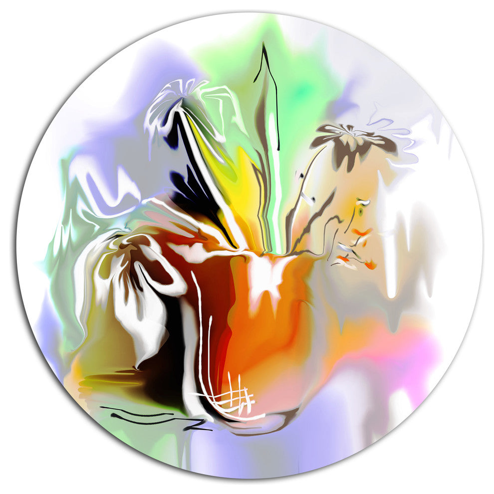 Bouquet Of Abstract Flowers, Floral Round Wall Art, 38"
