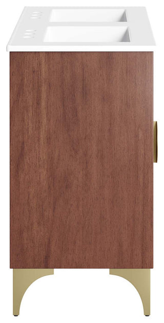 Daylight 48" Double Sink Bathroom Vanity, White Walnut