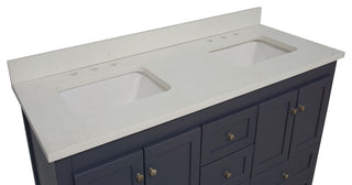 Abbey 60" Bath Vanity, Base: Marine Gray, Top: Quartz, Double Vanity