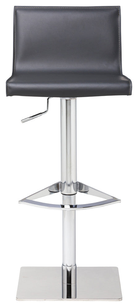Colter Adjustable Bar Stool, Modern Contemporary Counter Stool Leather Gray Gray