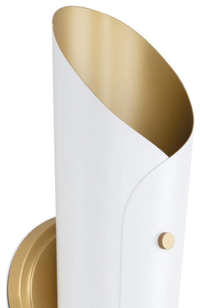 Vest Sconce, White and Natural Brass