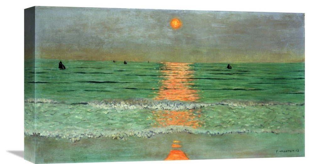 "Sunset. Coucher De Soleil" Stretched Canvas Giclee by Felix Vallotton, 22"x13"