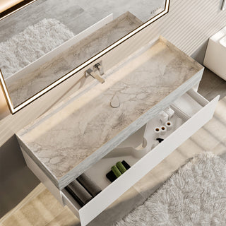 Eviva Fritti 36" White Wall Mount Bathroom Vanity With Marble Basin