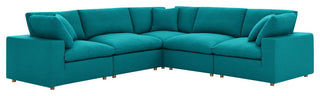 Commix Down Filled Overstuffed 5-Piece Sectional Sofa, Teal