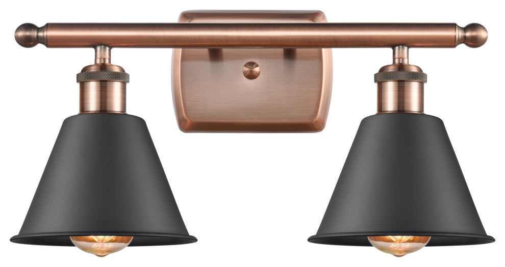 Innovations 516-2W-AC-M8-BK-LED 2-Light Bath Vanity Light, Antique Copper
