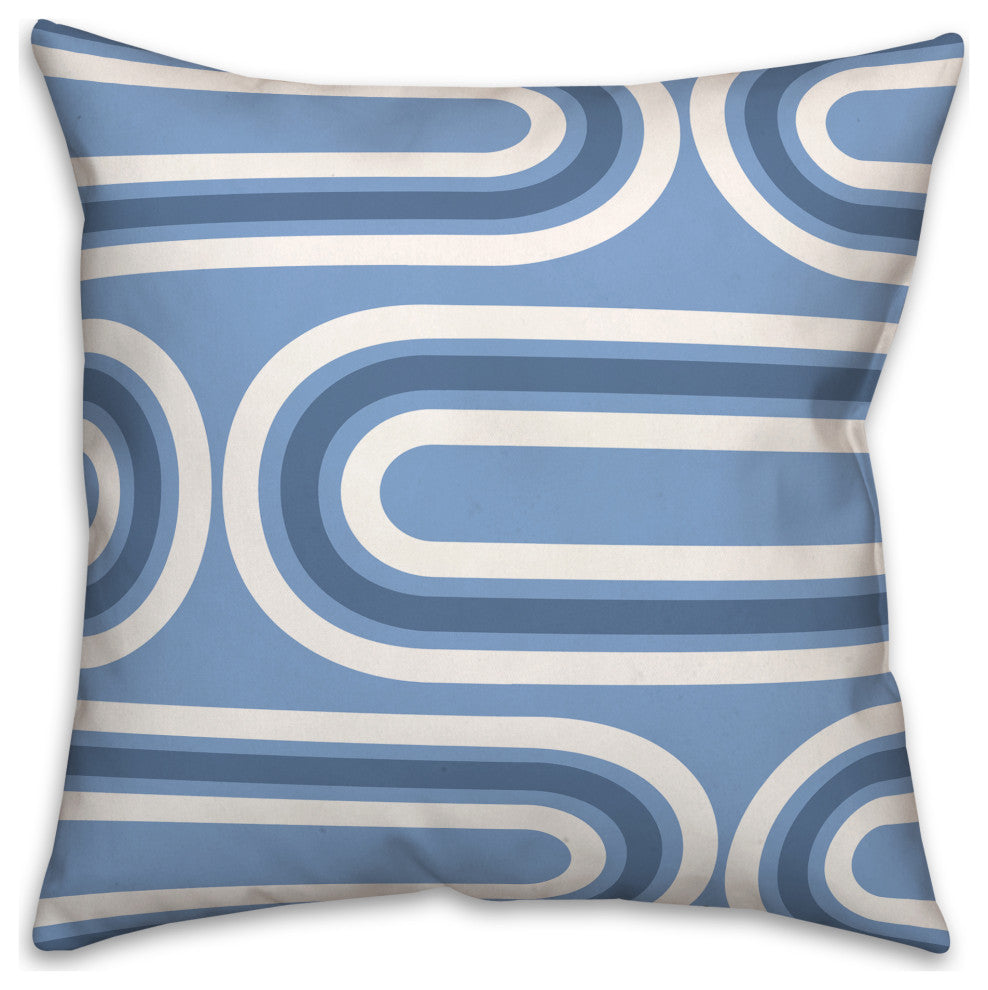 Groovy Blue Lines 18x18 Spun Poly Pillow