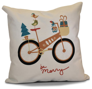 Decorative Holiday Pillow Geometric Print, Gold, 16"x16"