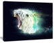 White Tiger with Open Jaws, Animal Canvas Wall Art, 20"x12"