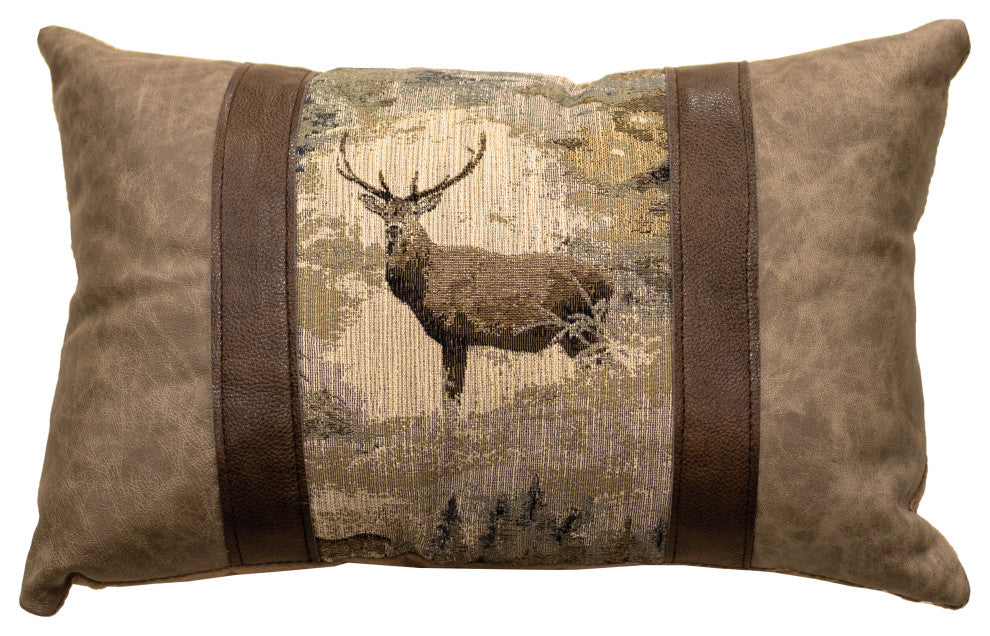 Fabric/Leather Pillow 12x18-Fabric Back