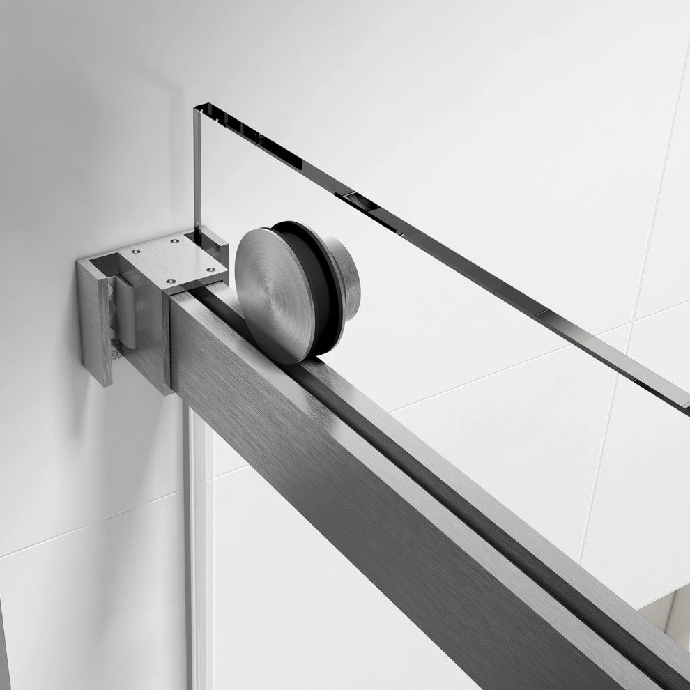 60"/76" Double Sliding Frameless Shower Door, Brushed Nickel