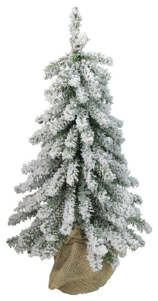 15" Flocked Downswept Mini Village Pine Artificial Christmas Tree, Unlit
