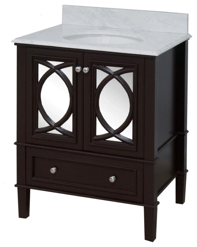 Olivia 30" Bathroom Vanity, Chocolate, Carrara Marble