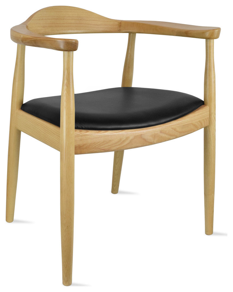 Real Oak Wood PU Leather Seat Wegner Kennedy Dining Assembled Chair, Natural