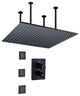 Aosta 20" Digital Matte Black LED Rainfall Shower System With 3 Square Body Jets