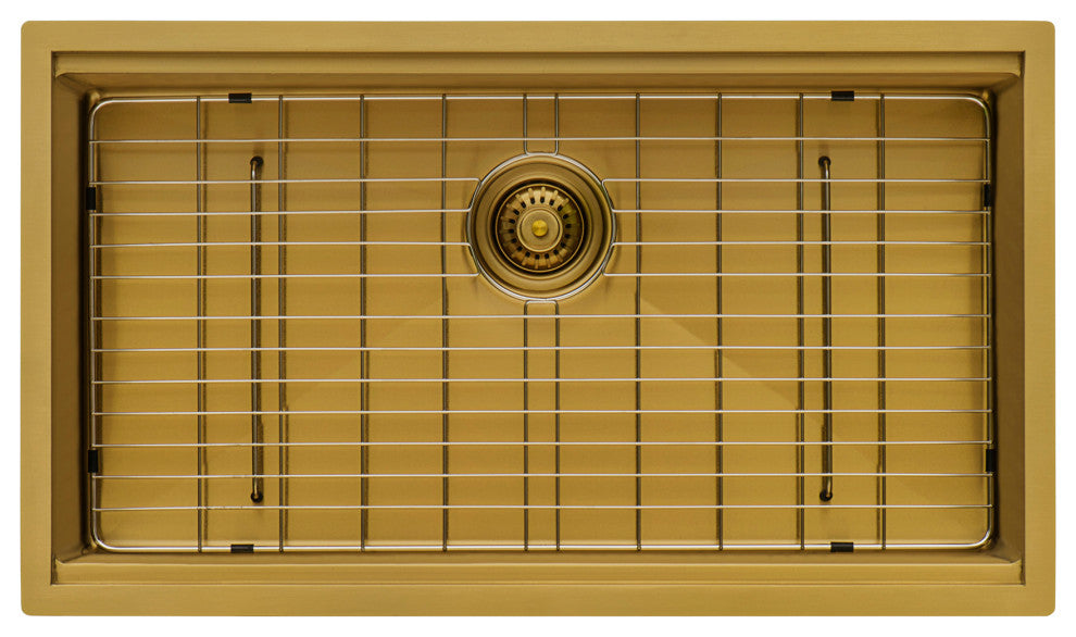 Ruvati RVH6533GG 33 Inch Polished Brass Matte Gold Undermount Kitchen Sink