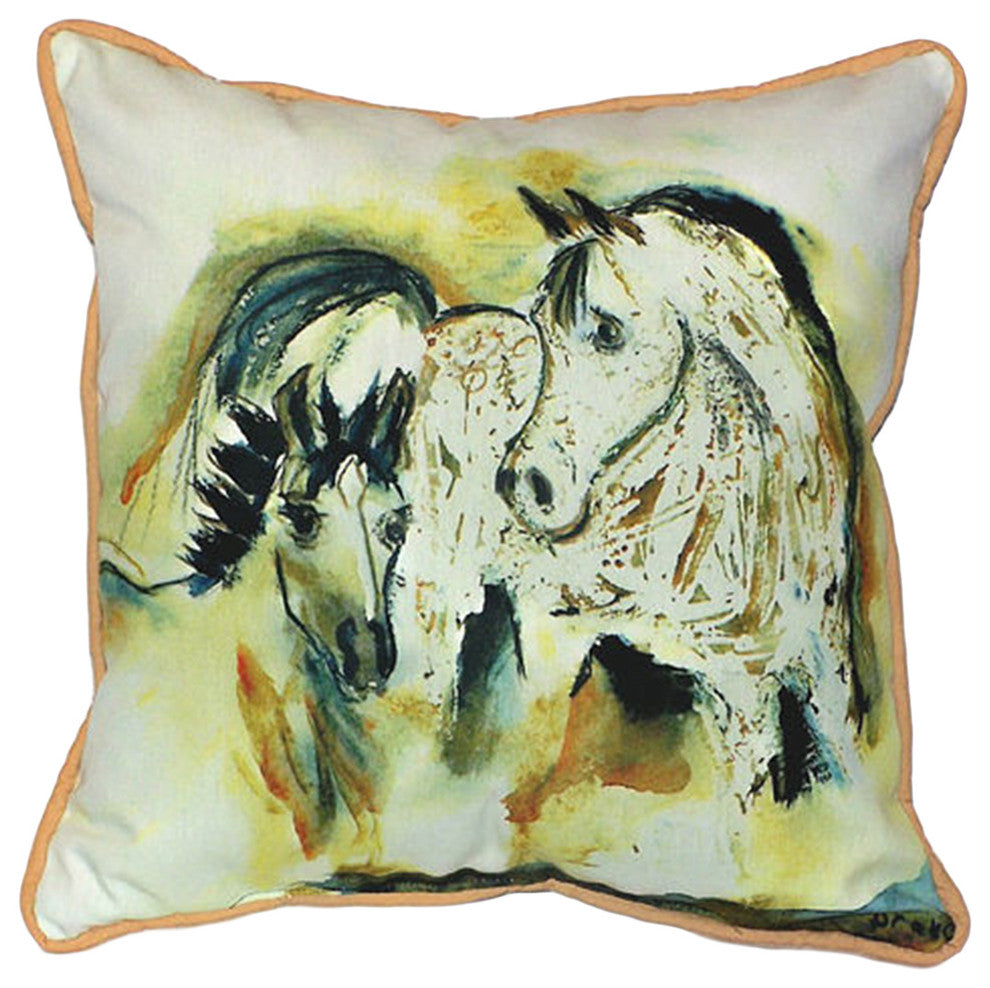 Betsy Drake Mare and Colt Horses Extra Large 22 X 22 Indoor / Outdoor Pillow