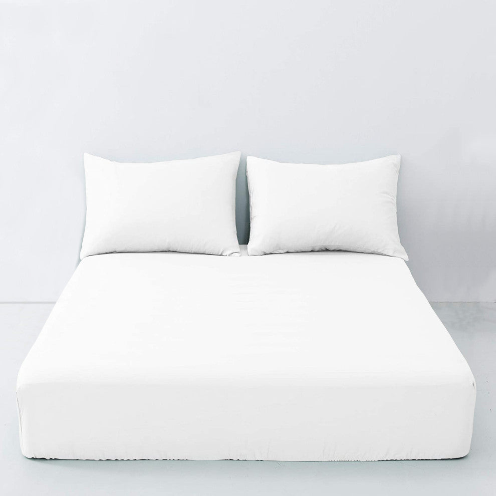 Organic Cotton Fitted Sheet, White, King, 78"x80"