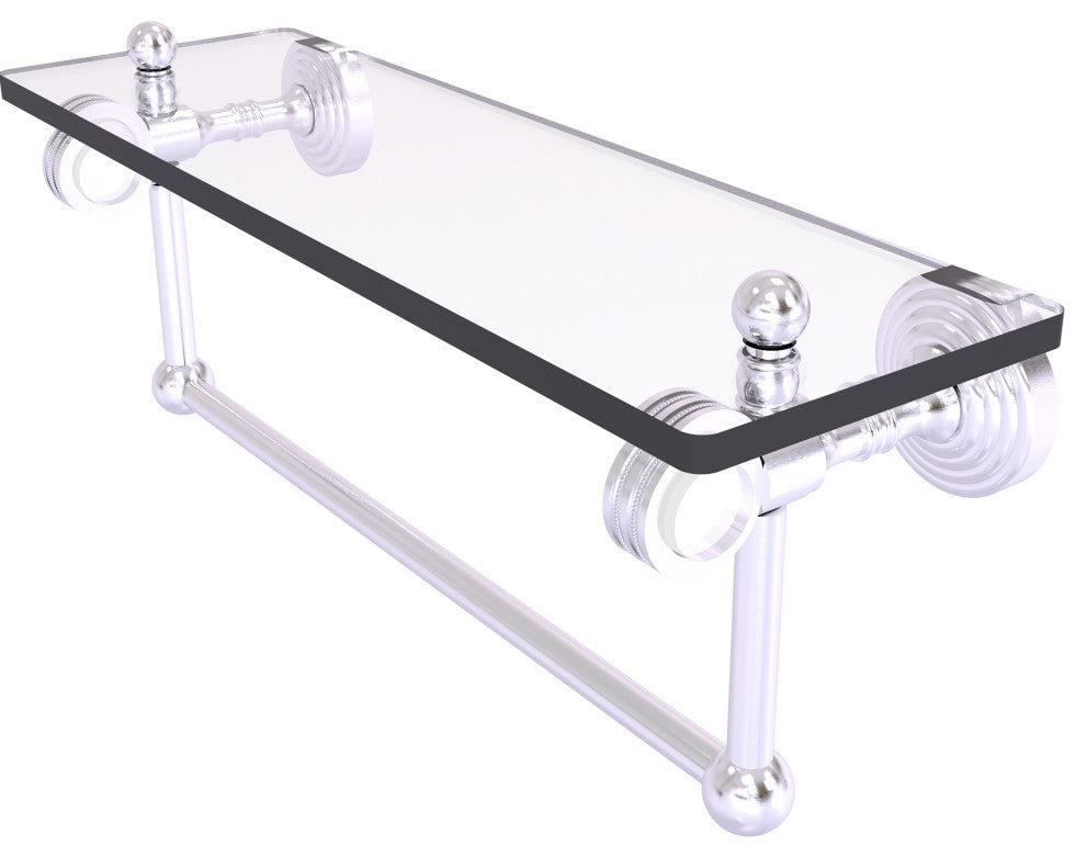 Pacific Grove 16" Dotted Glass Shelf and Towel Bar, Satin Chrome