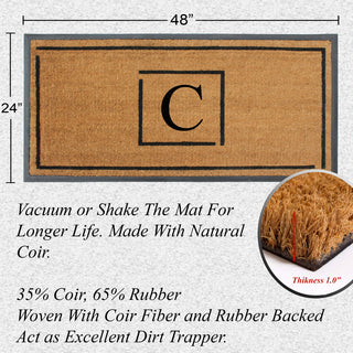 A1HC Hand-Crafted 24"x48" Rubber Coir Double-Single Monogrammed, C