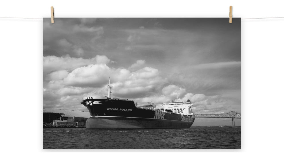 Industrial Style Wall Art: Ship St. Johns River Black & White Unframed, 11" X 14"