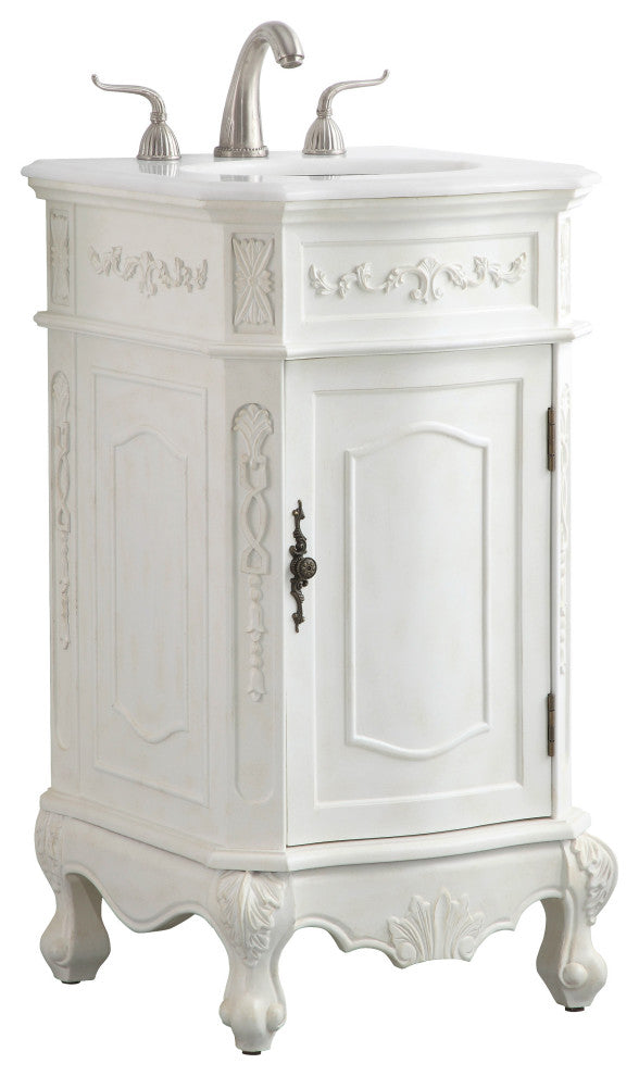 Bathroom Vanity, Antique White, 19", Single Sink