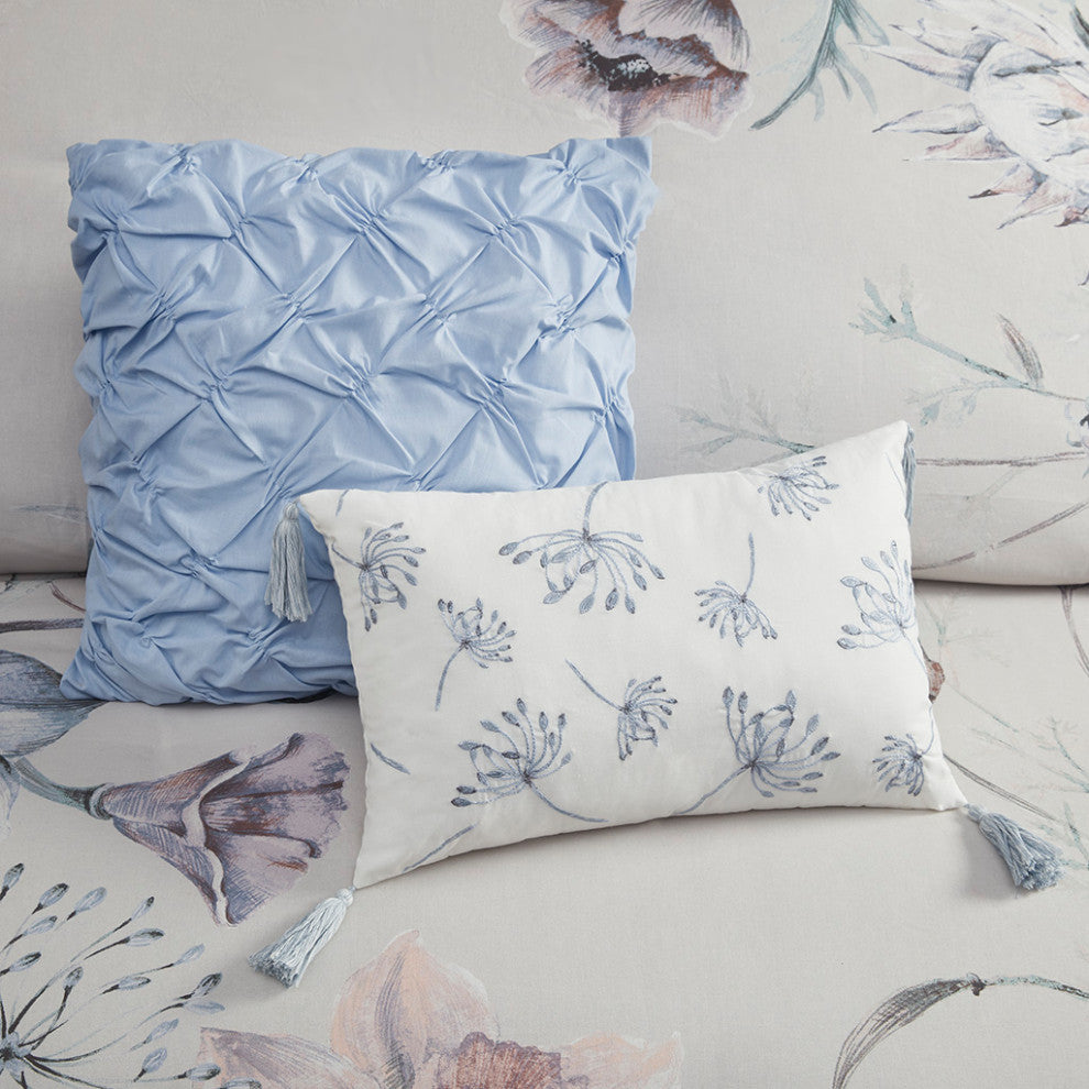 Madison Park Cassandra Shabby Chic Floral Cotton Comforter Set, Blue