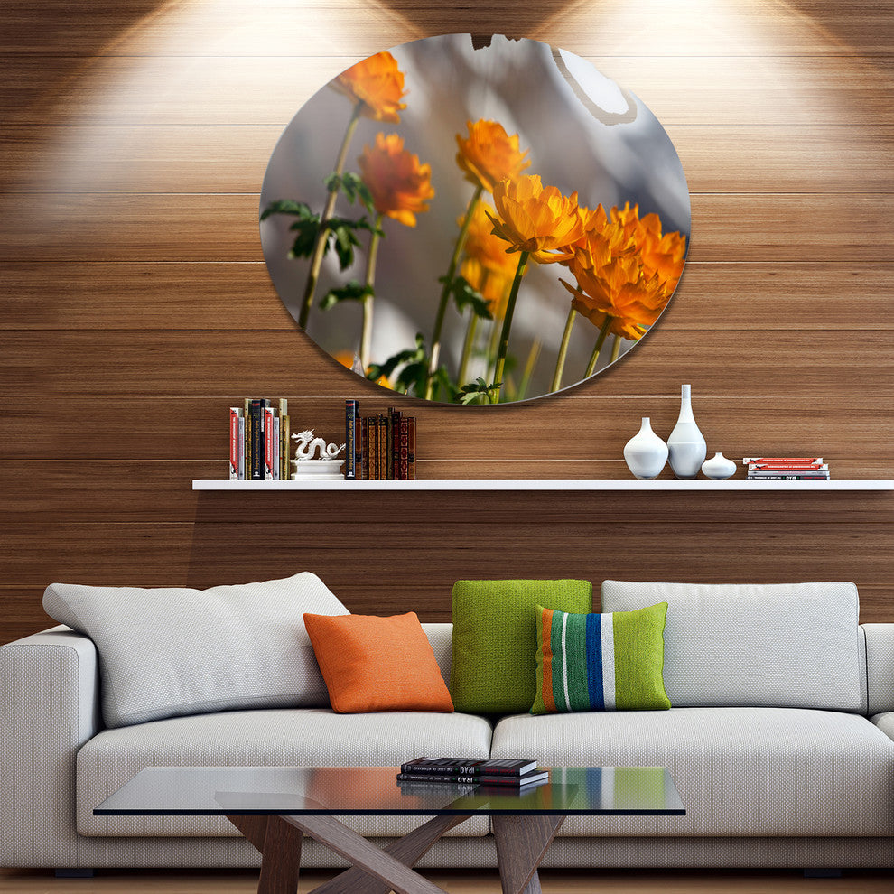 Attractive Small Yellow Flowers, Flower Round Wall Art, 36"
