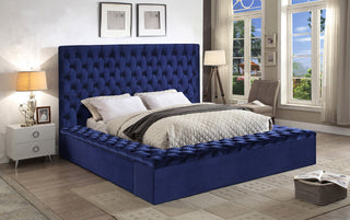Bliss Velvet Upholstered  Bed, Navy, King