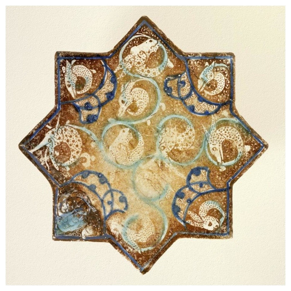 "Star Tile with Animal Motifs" Print 13th Century Persian Artisan, 26"x26"