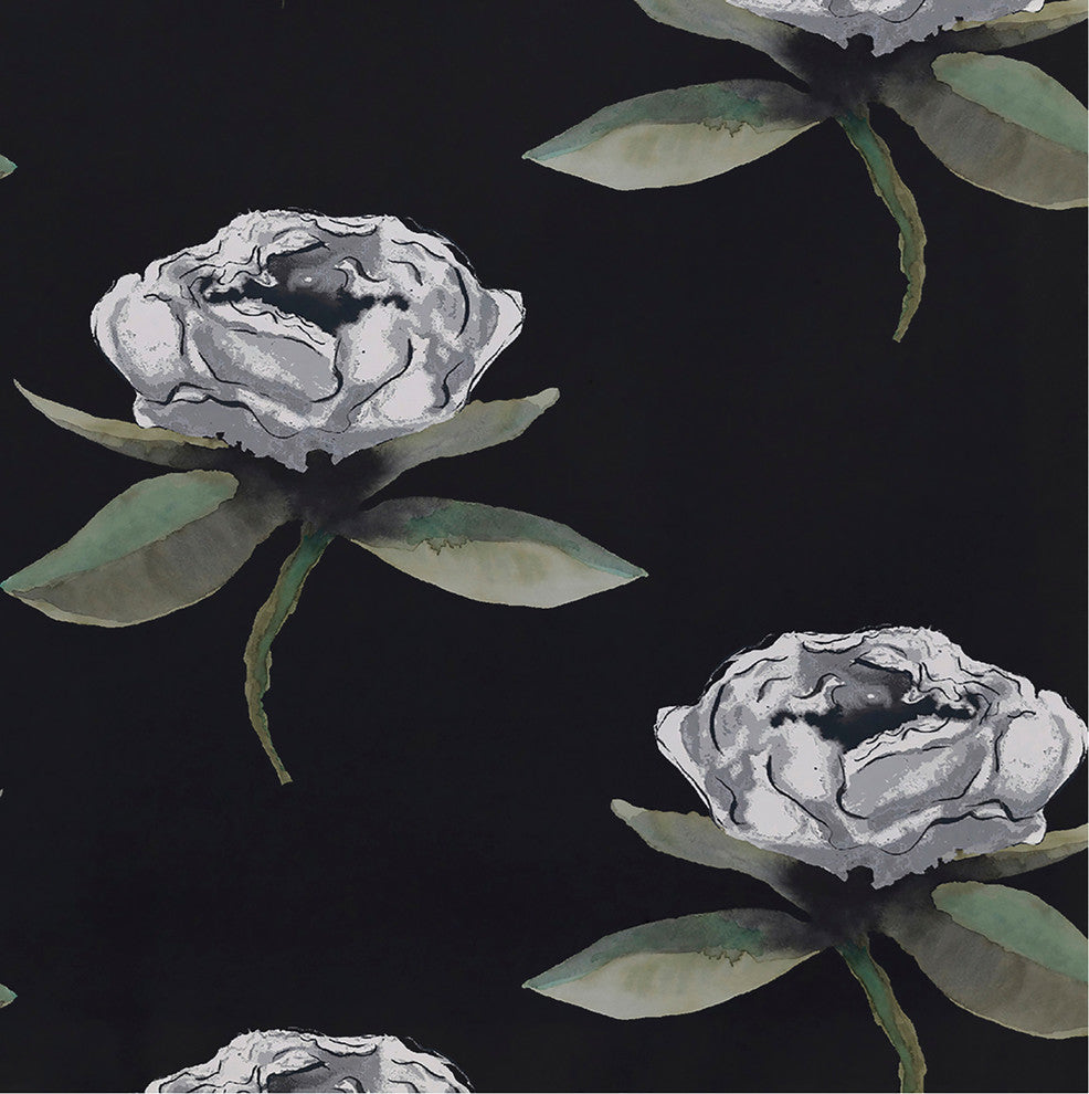 Floral Bunch 18"x14" Black Floral Print Placemat, Set of 4