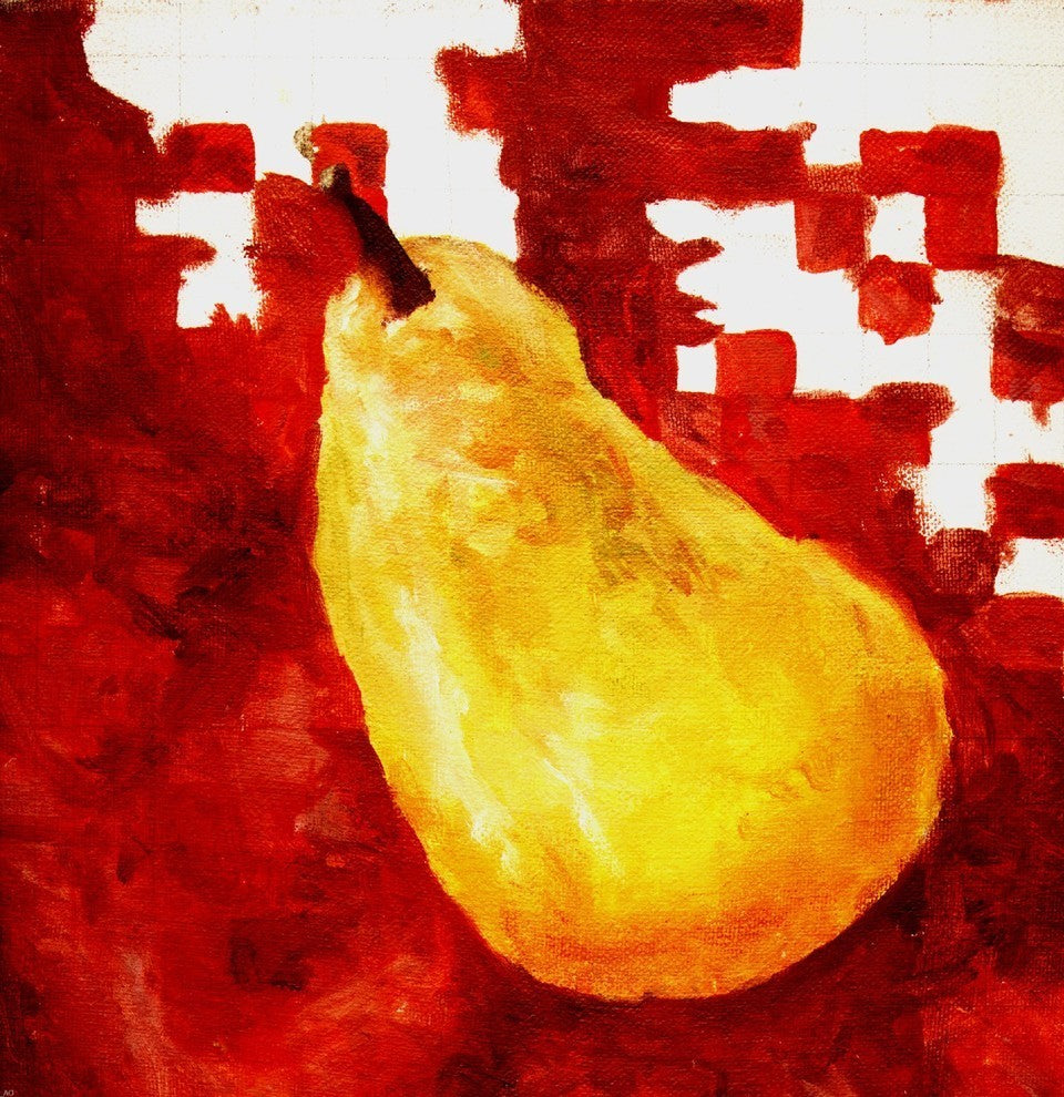 Our Original Collection Yello Pear on Red Premium Canvas Print