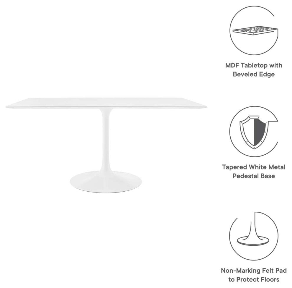 Modern White Tulip 60" Rectangle Dining Table