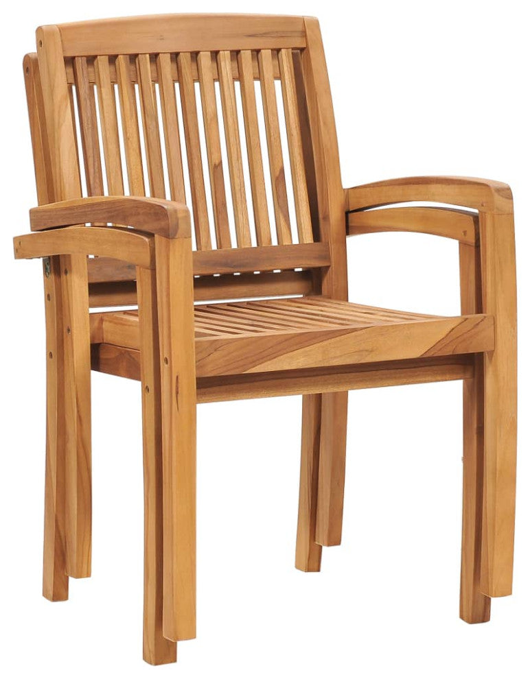 vidaXL 2x Solid Teak Wood Patio Chairs with Beige Cushions Garden Seating