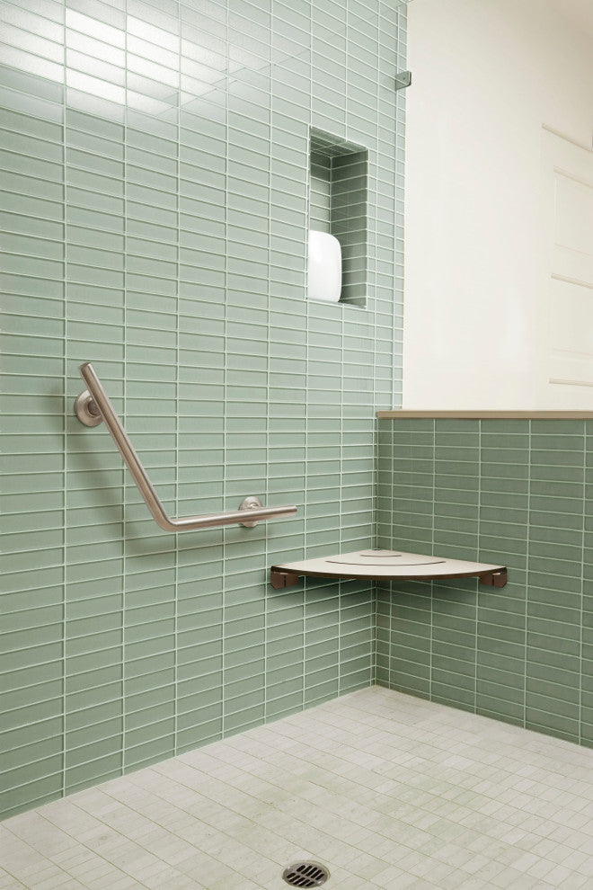 16"x16" Angled Wedge Shower Grab Bar, Satin Stainless