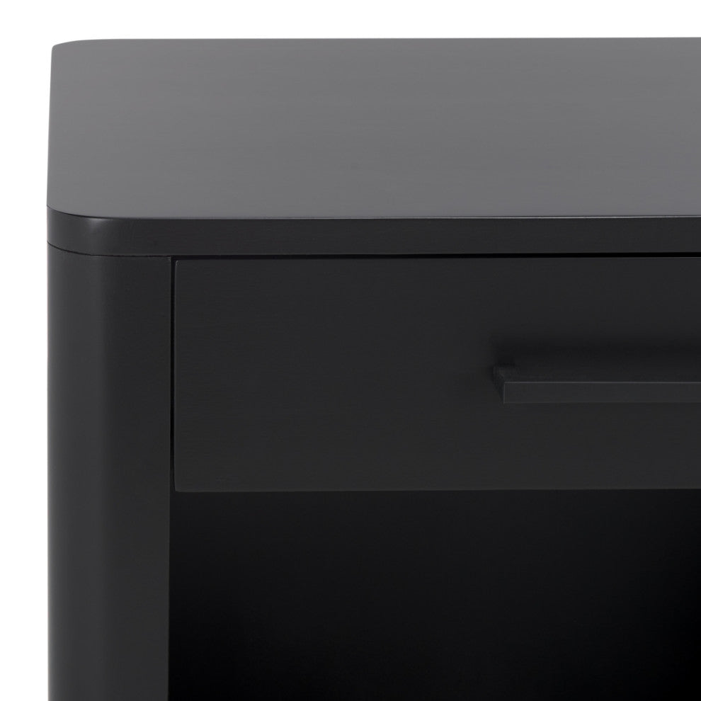 Safavieh Couture Abbiava 1 Drawer Wood Nightstand, Black