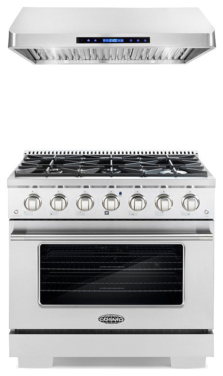 2-Piece Kitchen, 36" Gas Range and 36" Under Cabinet Range Hood