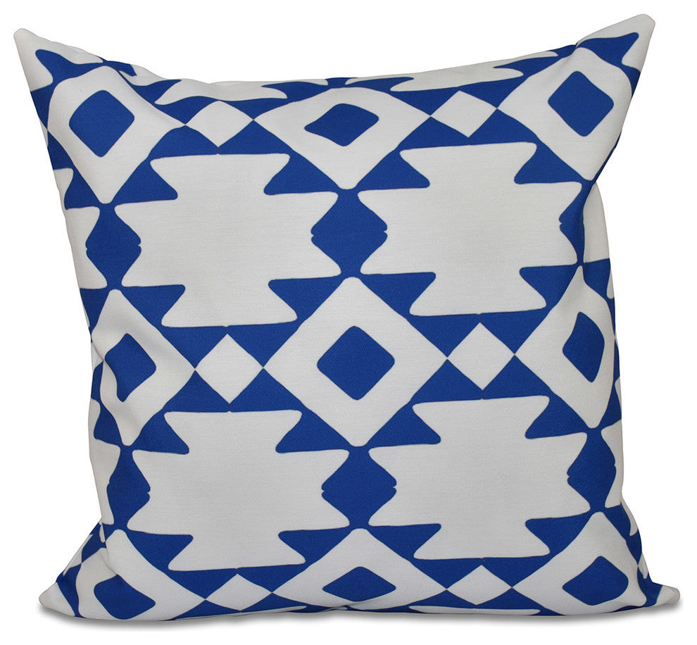 Geometric Decorative Pillow, Dazzling Blue, 16"x16"