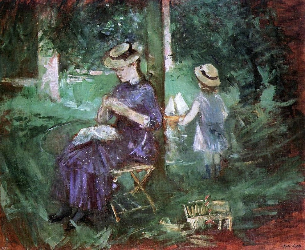 Berthe Morisot Woman and Child in a Garden, 20"x25" Wall Decal