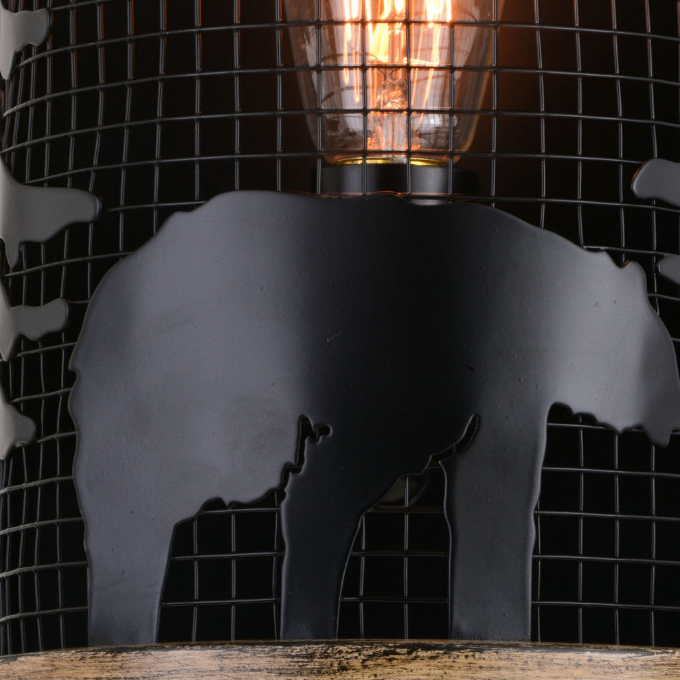 Kodiak 8" Wall Light Black and Burnished Teak