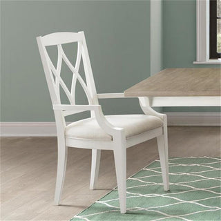 Riverside Furniture Myra XX-Back Wood Dining Arm Chair in Paperwhite