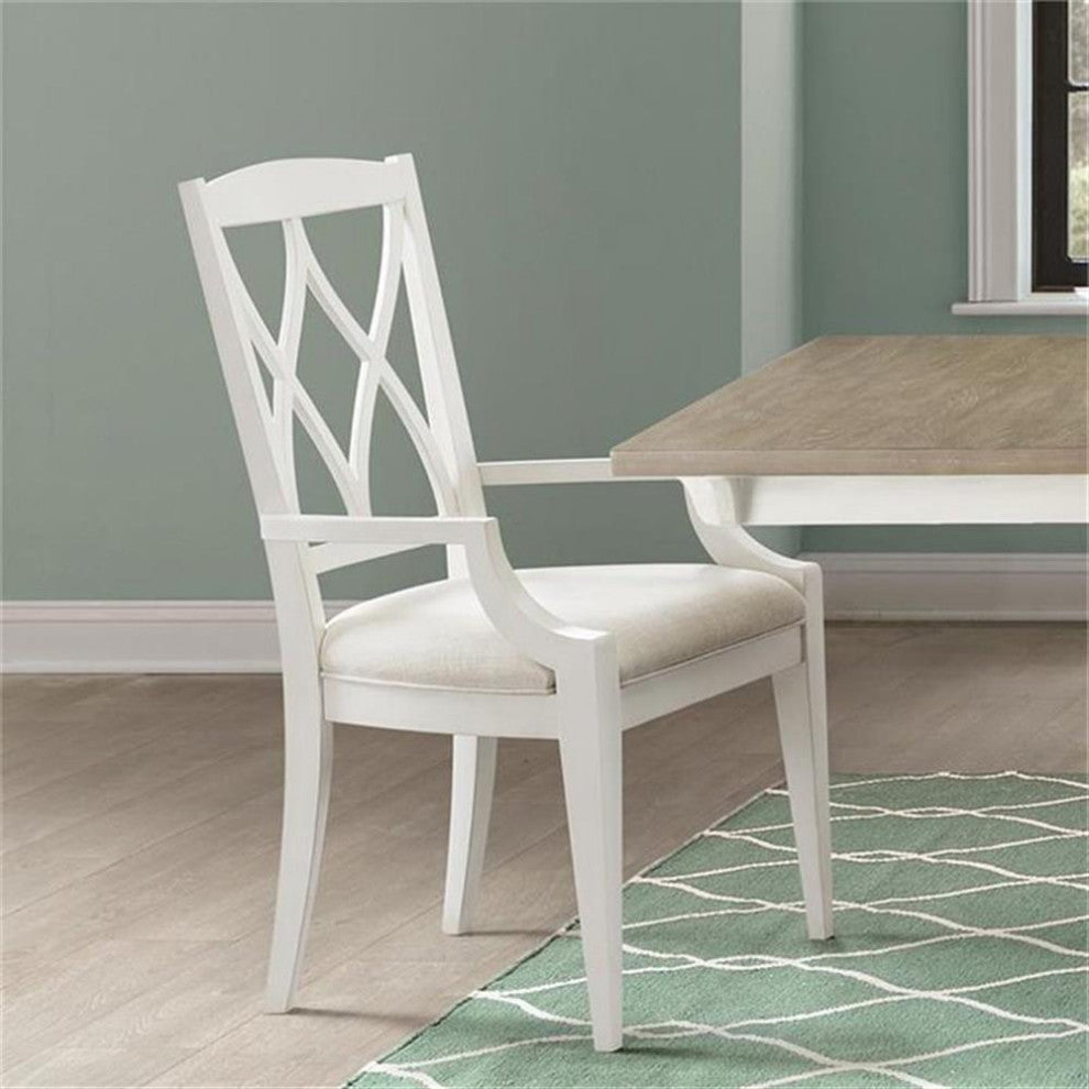 Riverside Furniture Myra XX-Back Wood Dining Arm Chair in Paperwhite