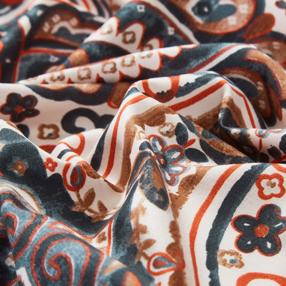 Tache Paisley Damask Lattice Floral Duvet Cover, Queen