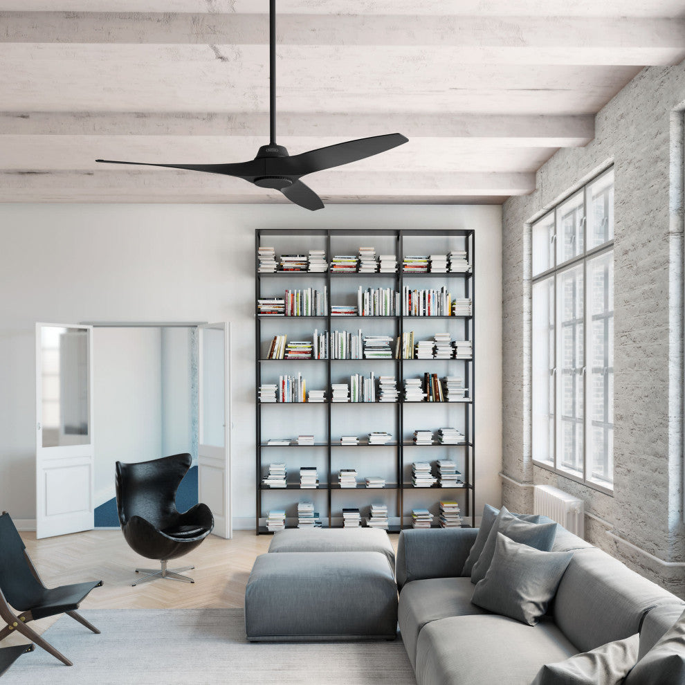 Hunter 60" Mosley ENERGY STAR Matte Black Damp Rated Fan and Wall Control