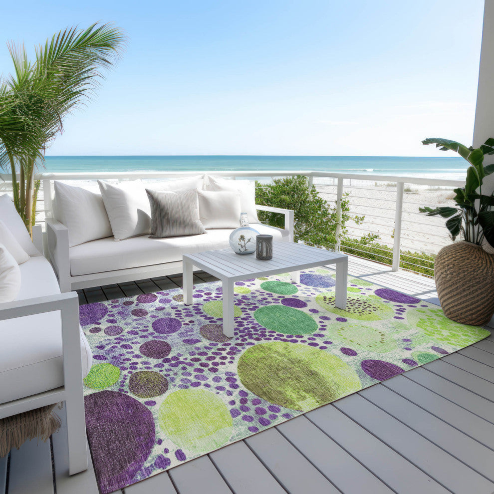 Machine Washable Indoor/Outdoor Chantille ACN1895 Purple 3' x 5' Rug