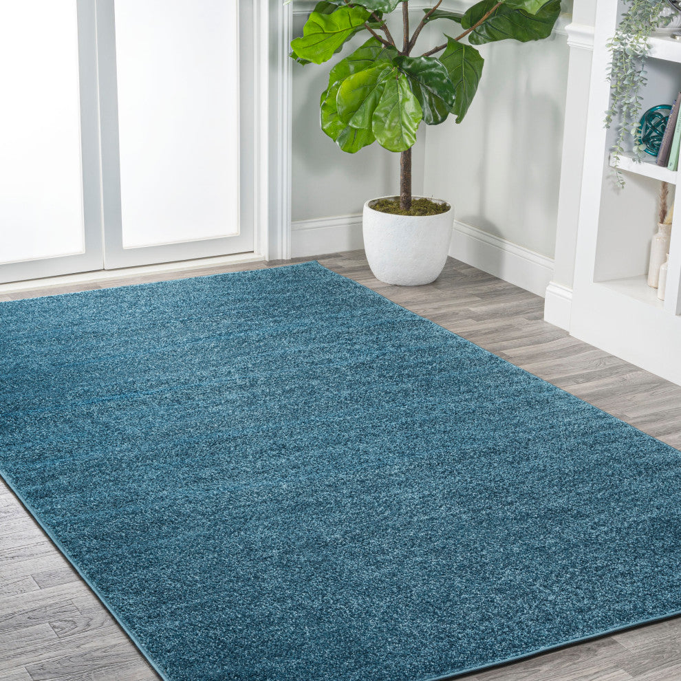 Haze Solid Low-Pile Turquoise 10 ft. x 14 ft. Area Rug