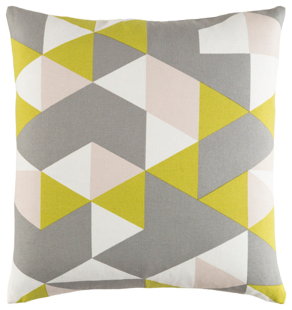 Surya Trudy TRUD-7147 18"x18" Pillow Kit, Medium Gray/Lime/Ivory