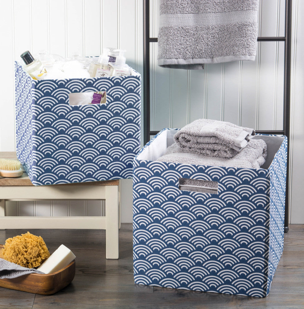 Polyester Cube Waves Nautical Blue Square 13"x13"x13"