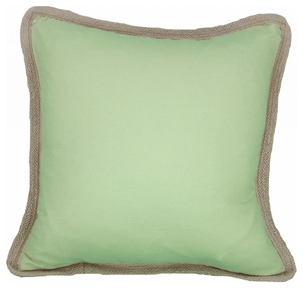Square Jute Trimmed Pillow, Green
