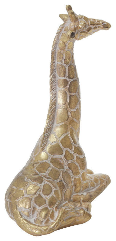 Resin 10" Sitting Giraffe , Gold